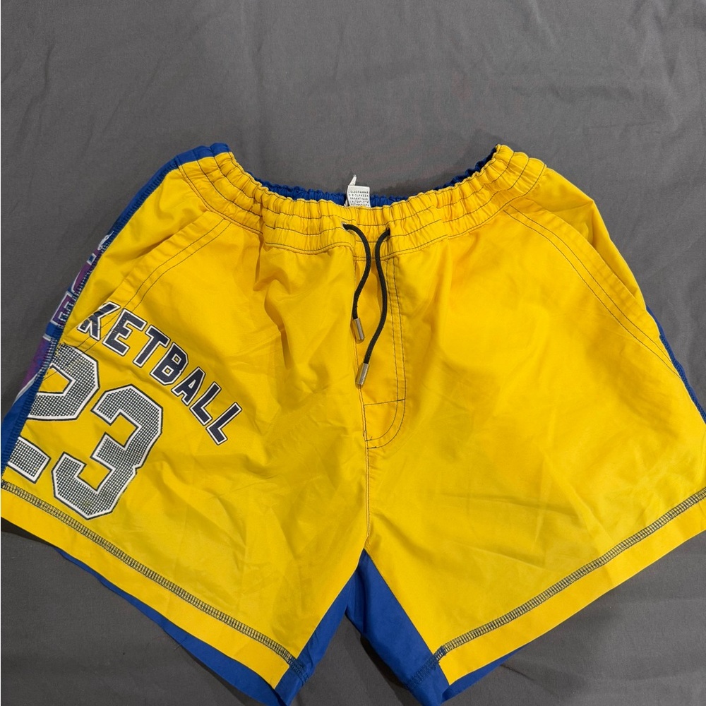 Yellow and Blue Men's Swimwear